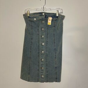 Button-Front Denim Skirt